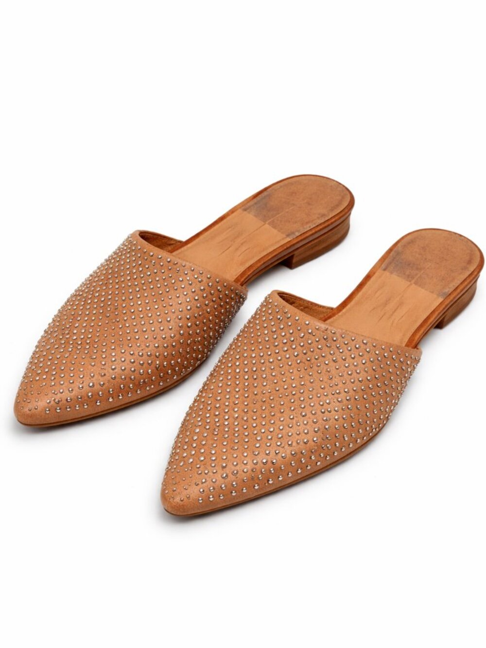 $130 DOLCE VITA Leather Elvah Slip On Flats Studs - Mocha Brown - Size 9